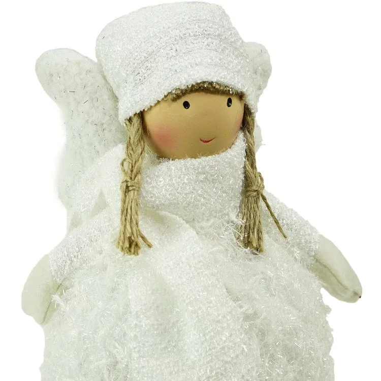 24" White Snowy Woodlands Girl Angel Christmas Figurine