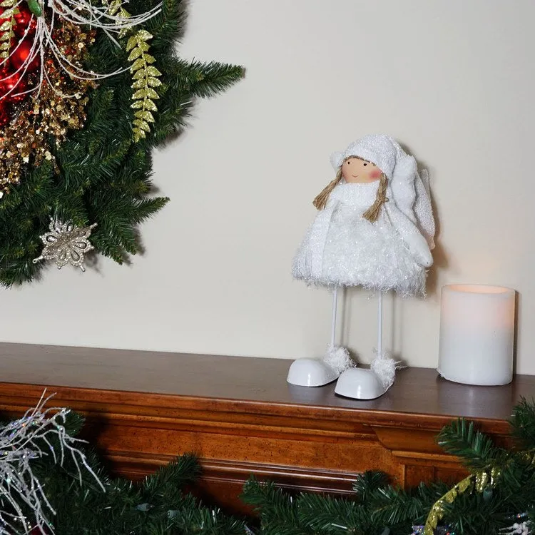 24" White Snowy Woodlands Girl Angel Christmas Figurine