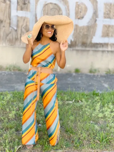 Apricot Sunset | Striped Pants Set