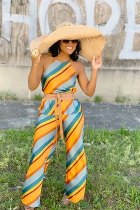 Apricot Sunset | Striped Pants Set