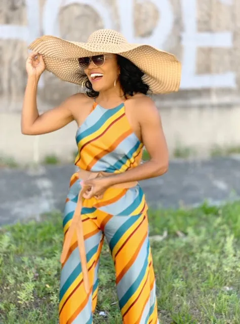 Apricot Sunset | Striped Pants Set