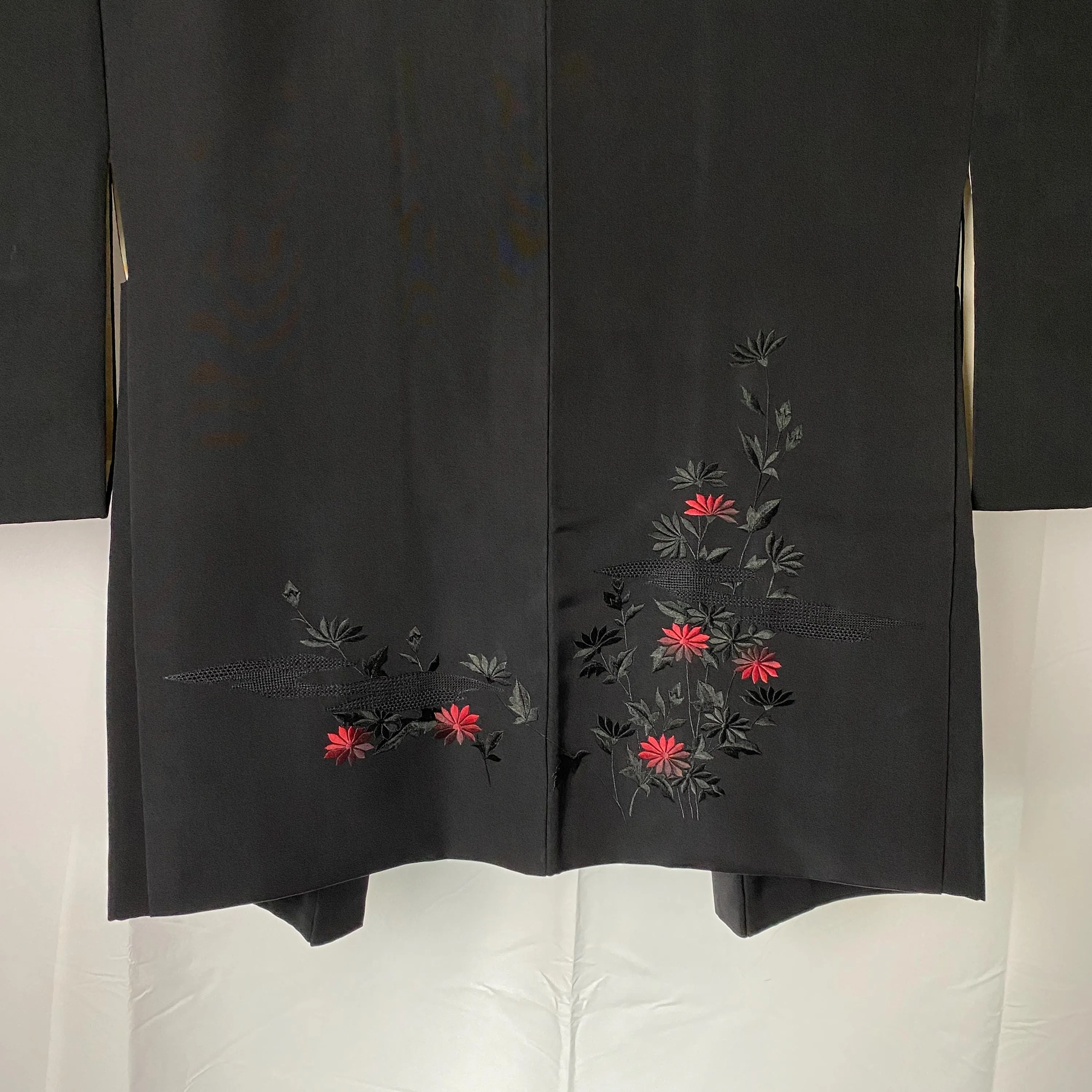 Black Ebaori, Japanese Haori, Pink Flower, Stain, Women's Jacket, Cardigan, Casual Layer, Versatile top, Housewear, Kimono