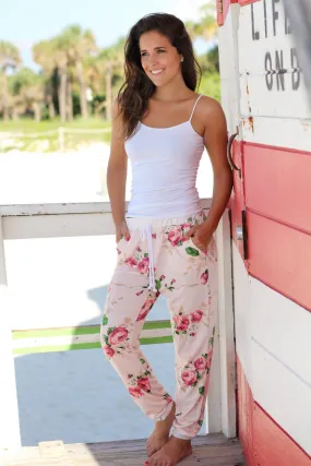 Blush Floral Drawstring Pants