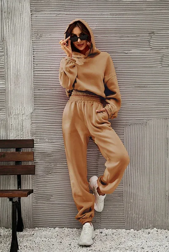 Bonnyshow  Long New European and American Style Hooded Women's Fashion Hoodie Set for Women