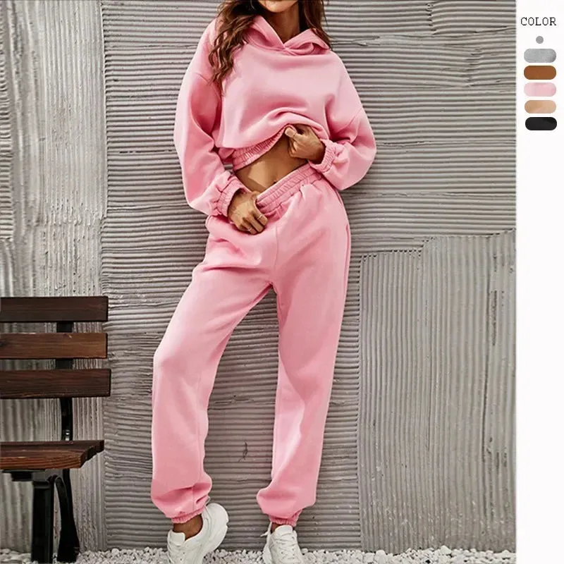 Bonnyshow  Long New European and American Style Hooded Women's Fashion Hoodie Set for Women
