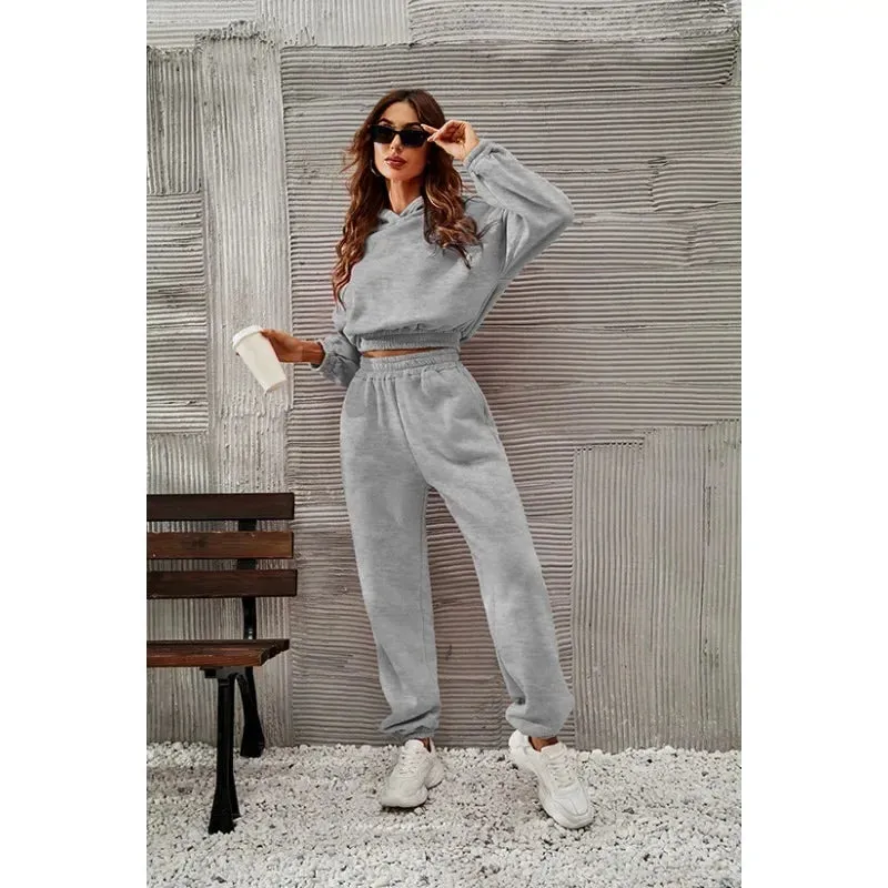 Bonnyshow  Long New European and American Style Hooded Women's Fashion Hoodie Set for Women