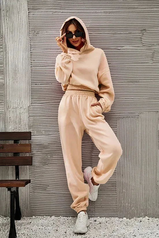 Bonnyshow  Long New European and American Style Hooded Women's Fashion Hoodie Set for Women
