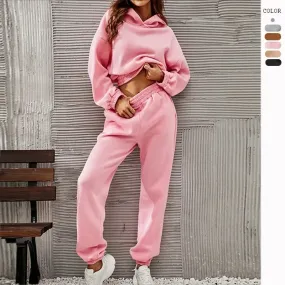 Bonnyshow  Long New European and American Style Hooded Women's Fashion Hoodie Set for Women