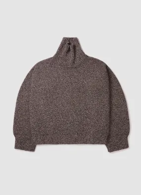 Caragh Crop High Neck in Dark Brown & Ecru