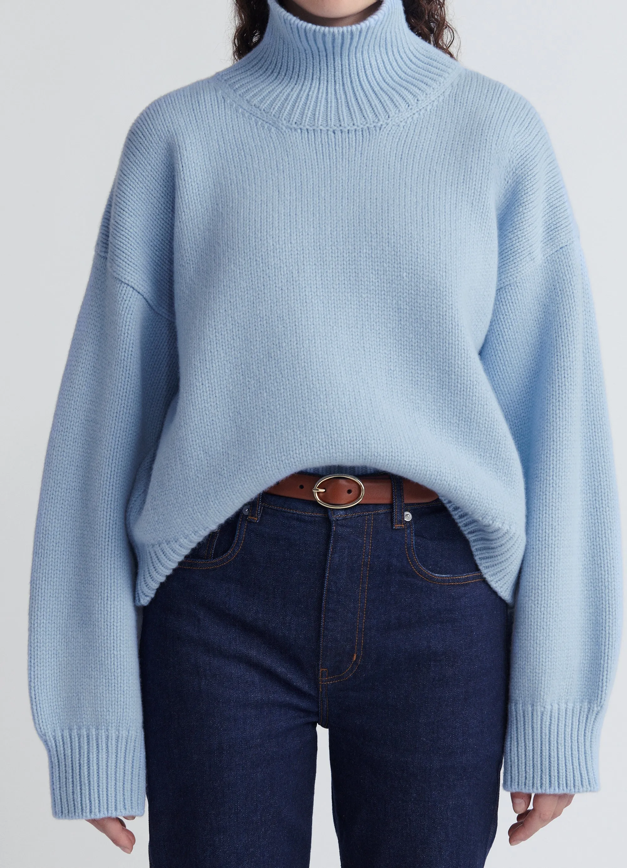 Caragh Crop High Neck in Pale Blue