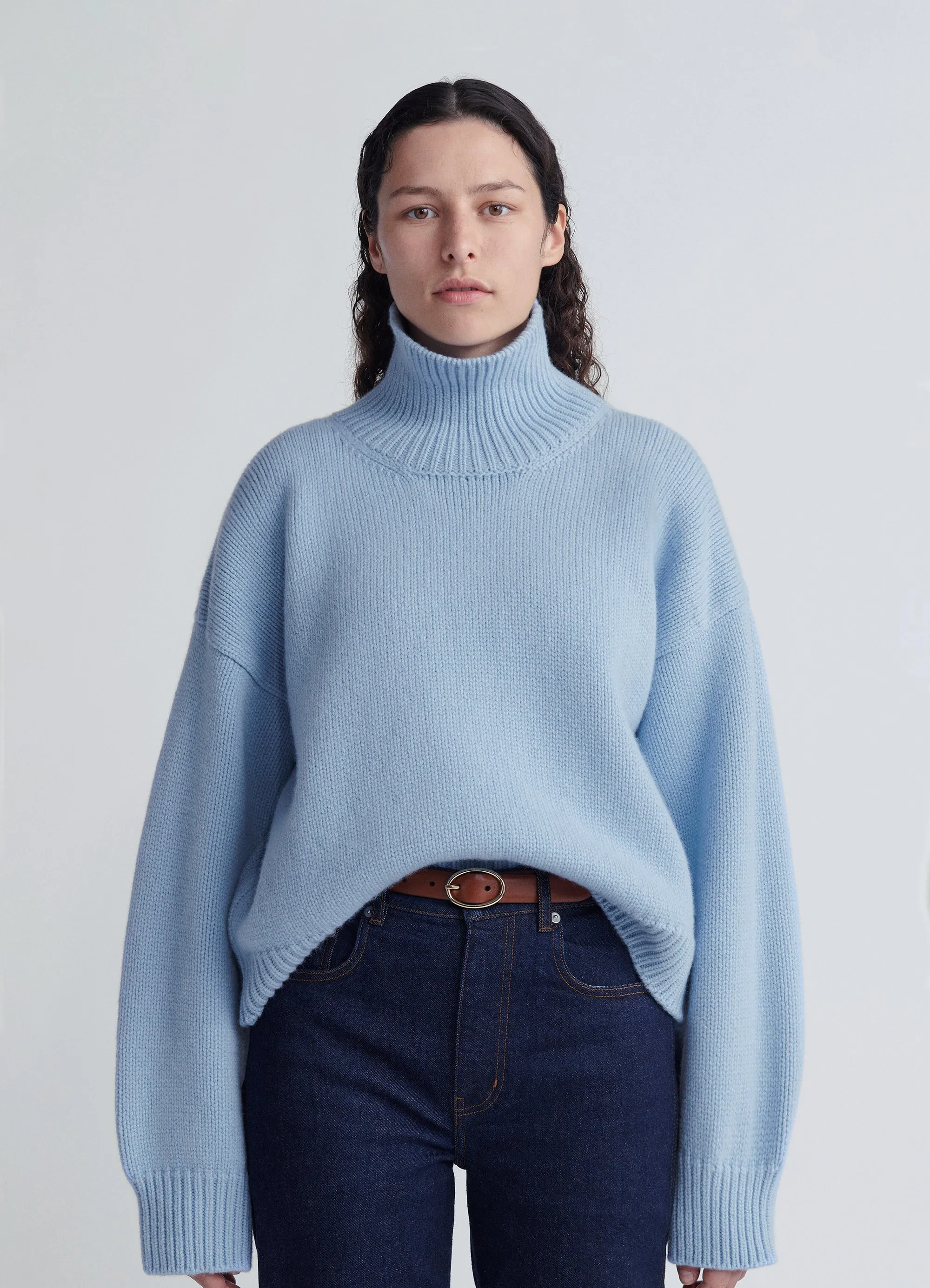 Caragh Crop High Neck in Pale Blue