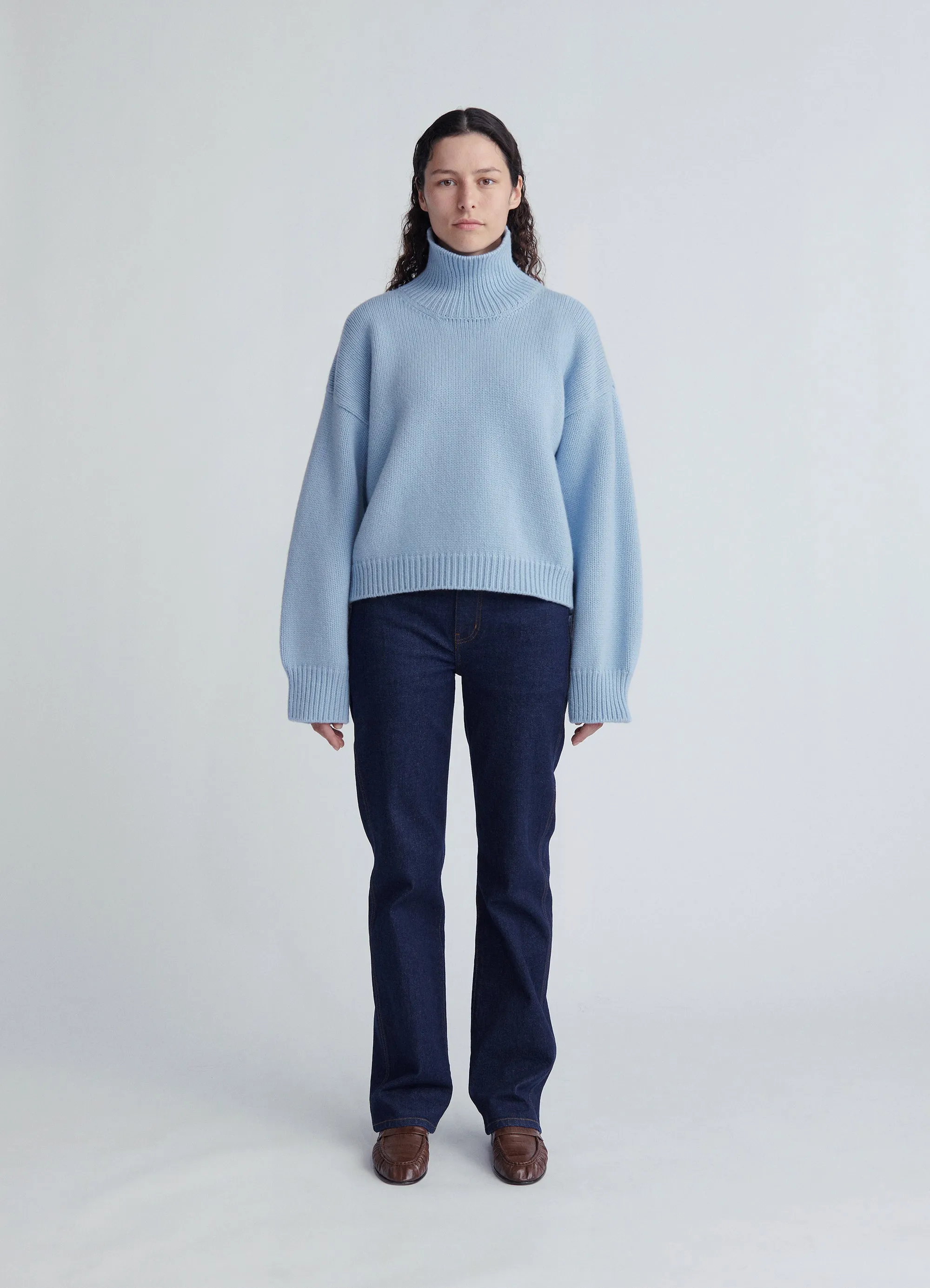 Caragh Crop High Neck in Pale Blue