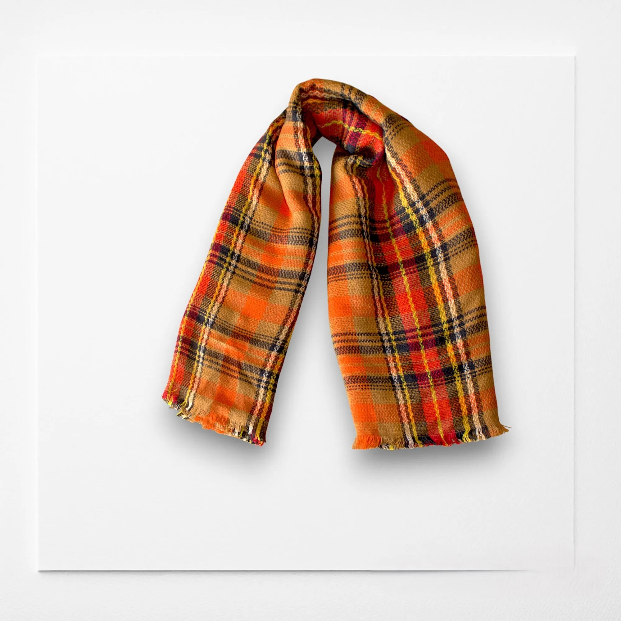Caramel & Pumpkin Orange Blanket Scarf/ Oversized Scarf/ Women Scarf/ Gifts for Her/ Women Shawl/ Bridesmaid Scarf/ Fall Scarf/Gifts Shawls/ Bridesmaid Shawl/ Plaid Shawl Gift
