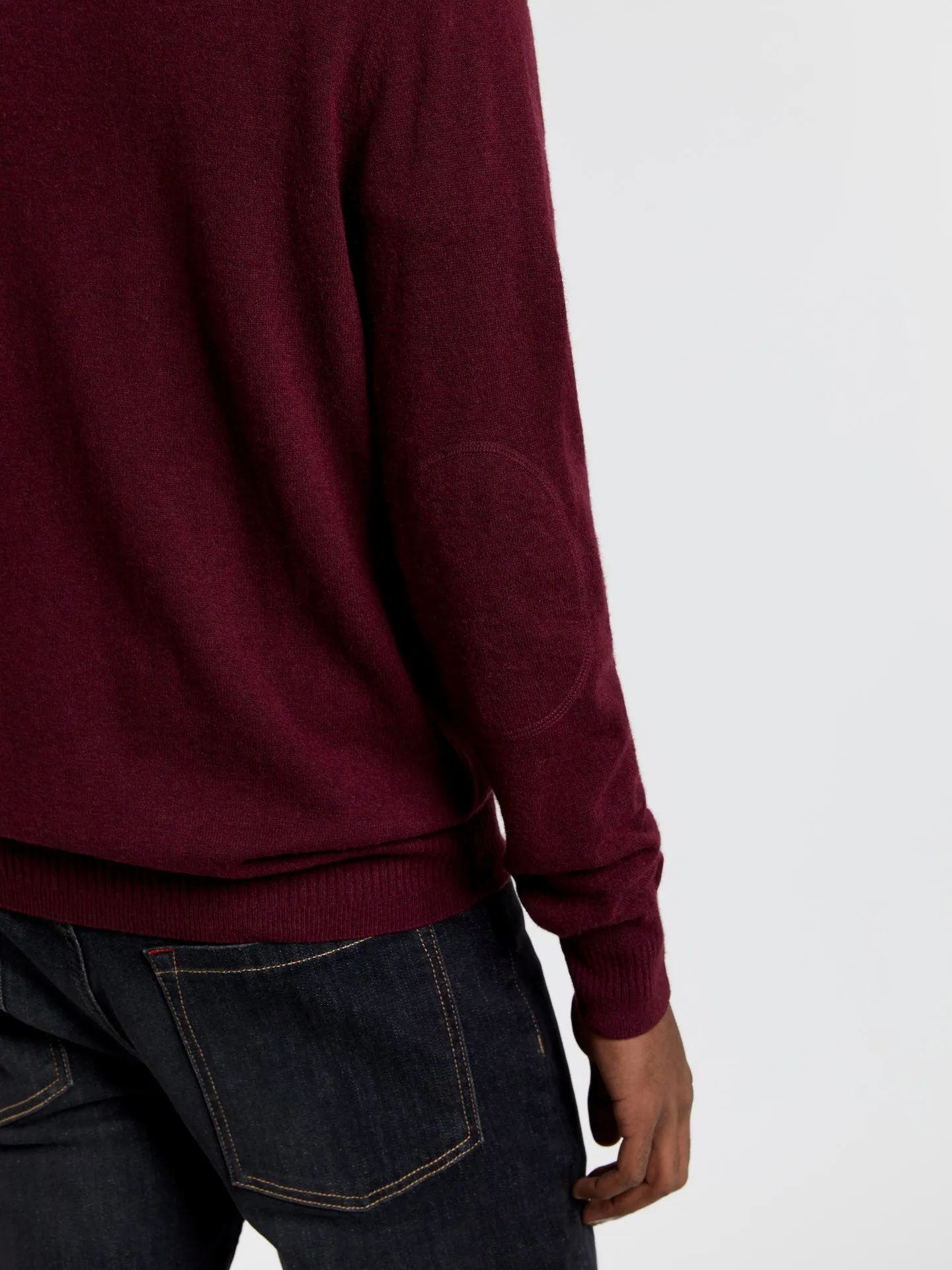Crew neck sweater with elbow patches