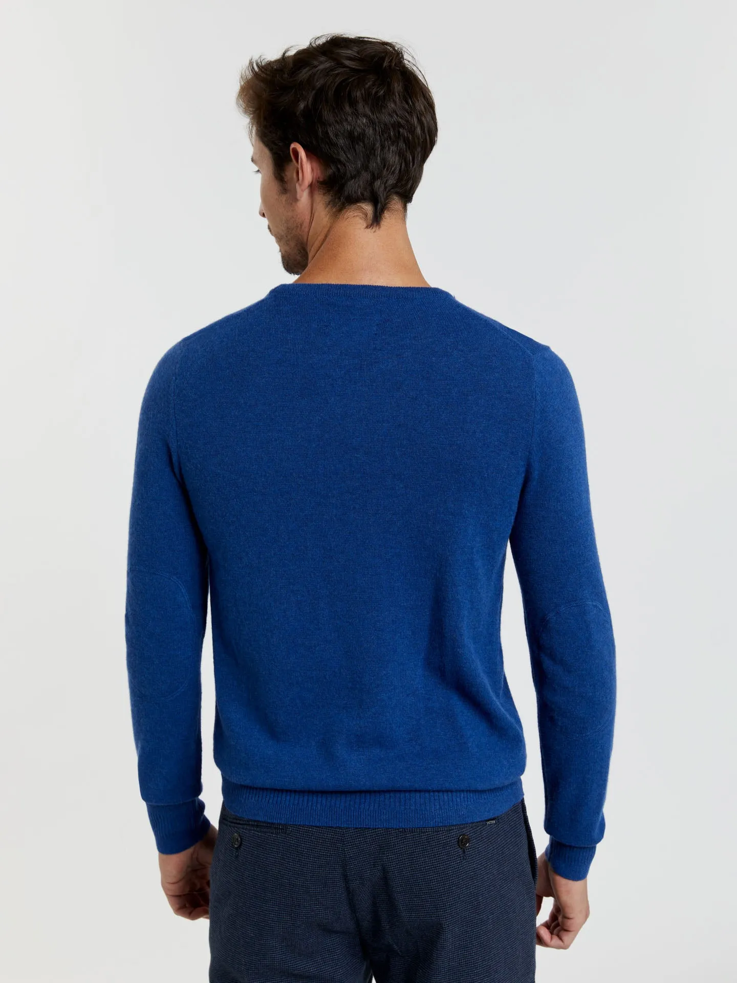 Crew neck sweater with elbow patches