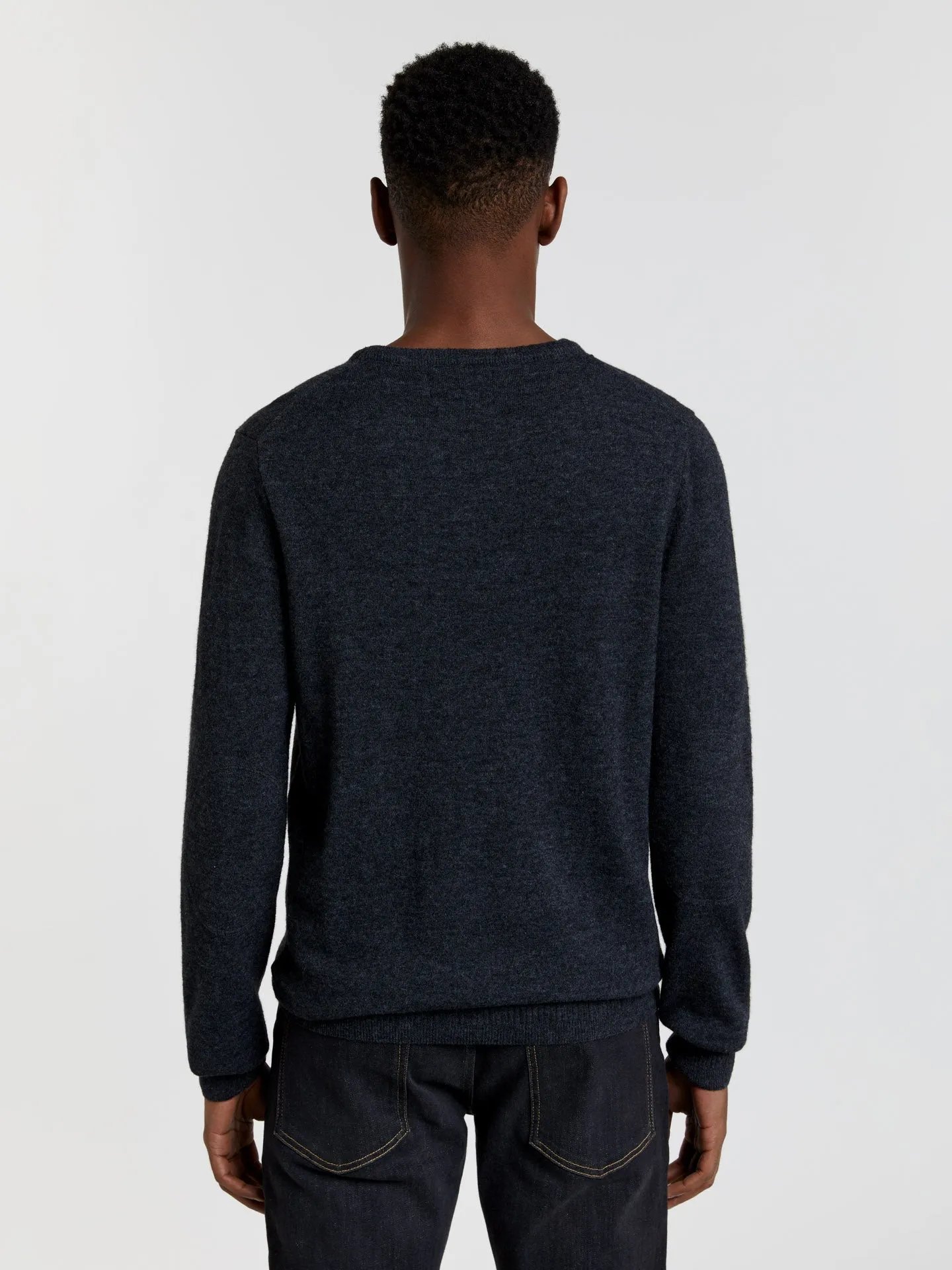 Crew neck sweater with elbow patches