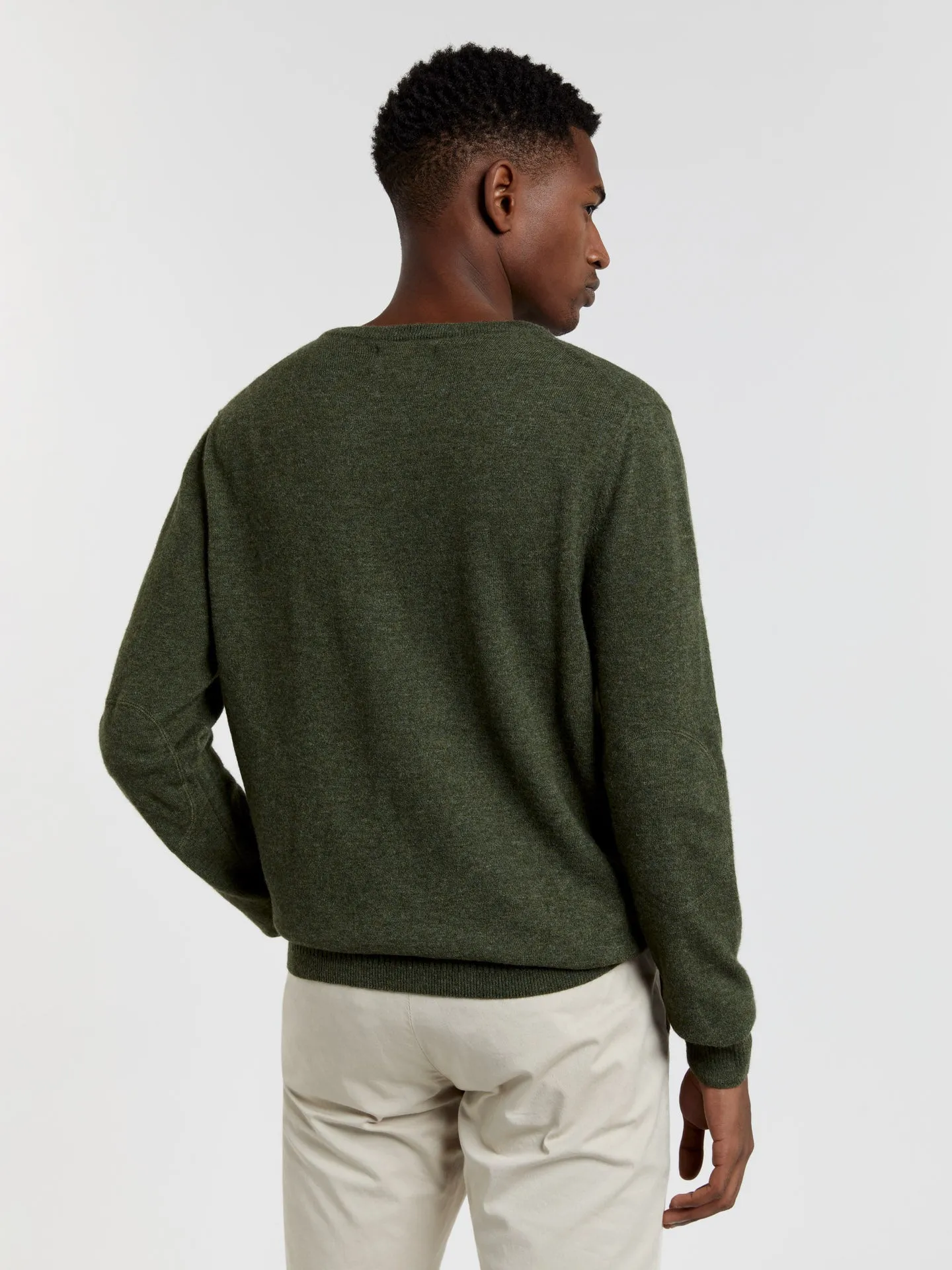 Crew neck sweater with elbow patches