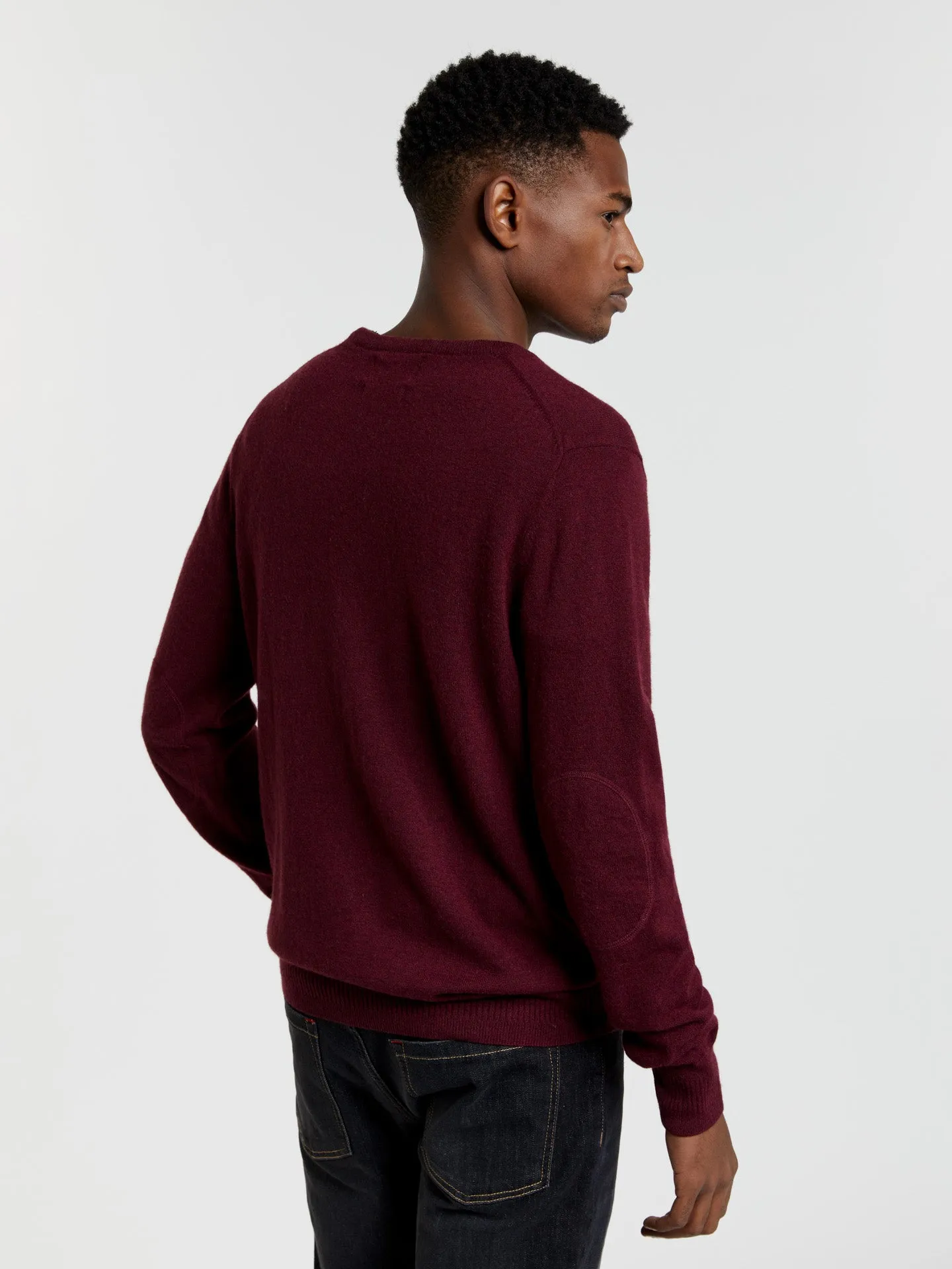 Crew neck sweater with elbow patches
