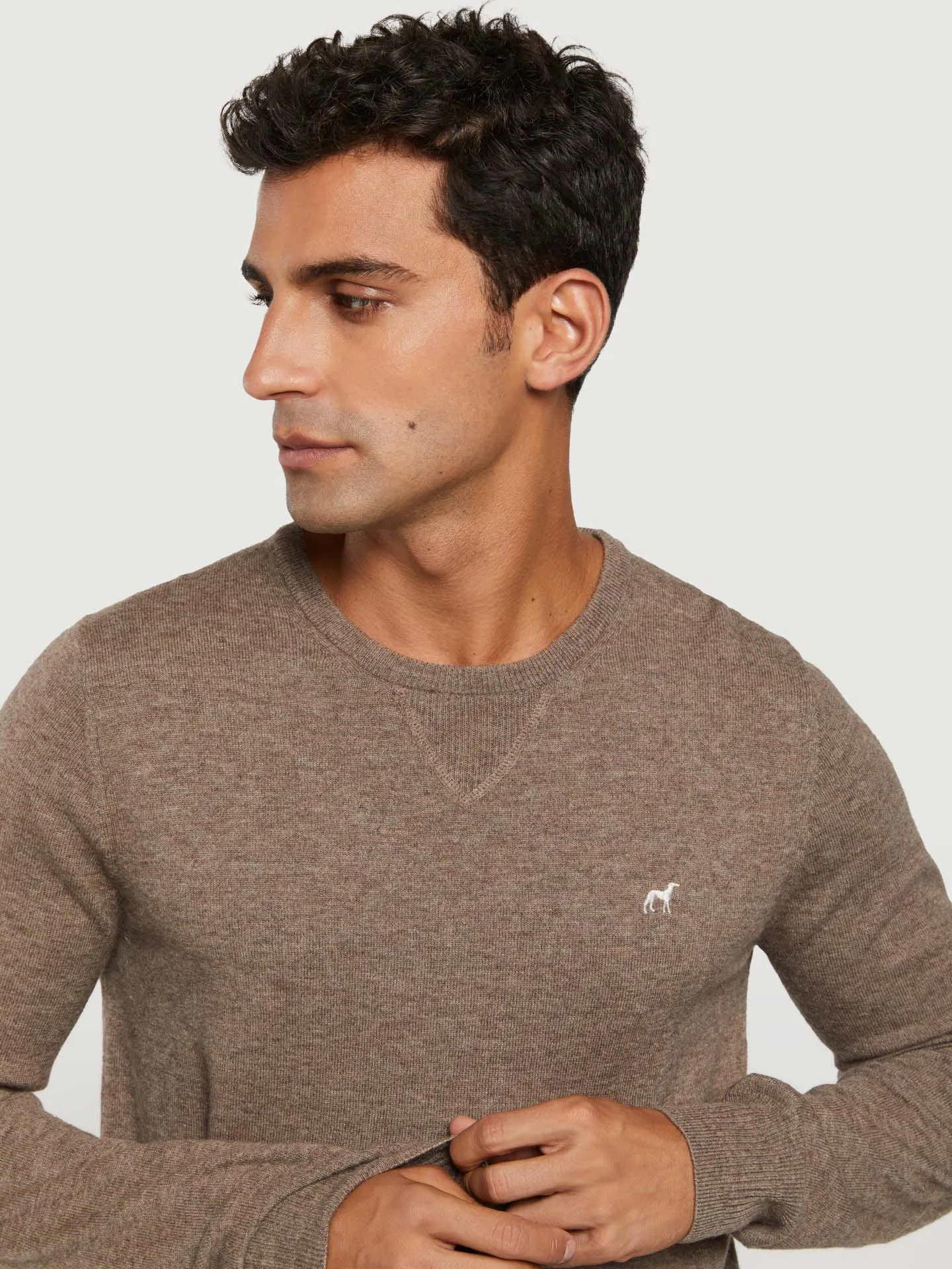 Crew neck sweater with elbow patches