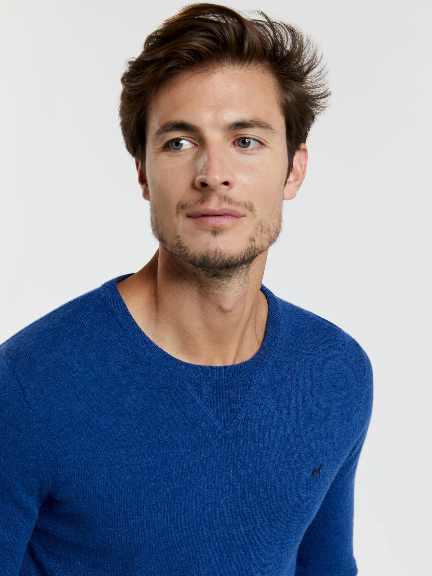 Crew neck sweater with elbow patches