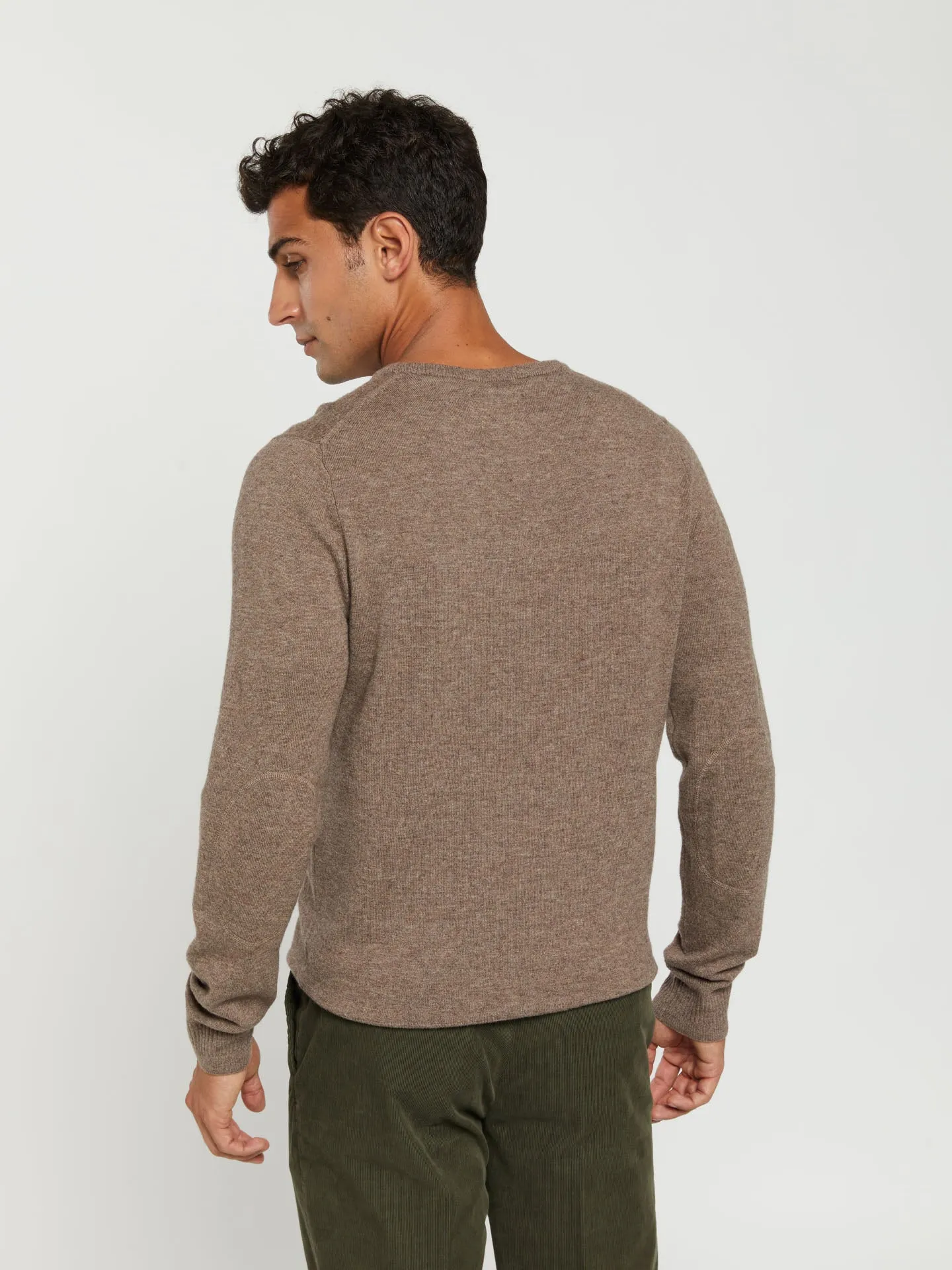 Crew neck sweater with elbow patches