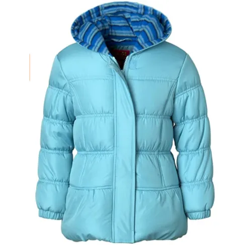 Girls Puffer Jacket Set with Hat & Scarf Stripe Print in 2 Colors