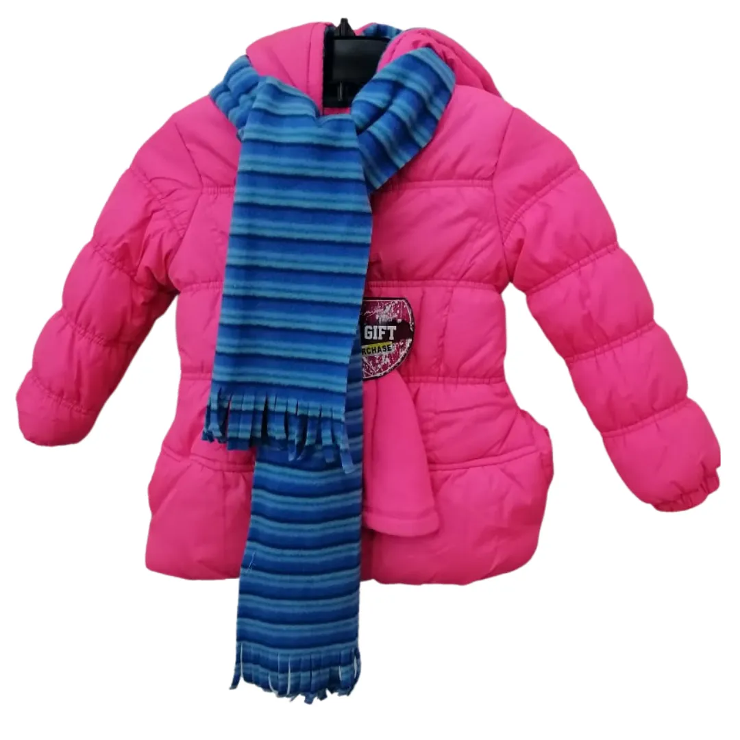 Girls Puffer Jacket Set with Hat & Scarf Stripe Print in 2 Colors