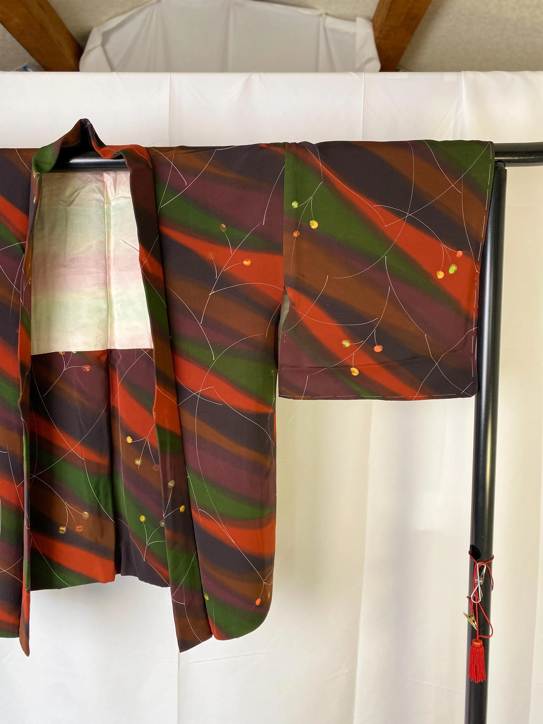 Gradation haori, Japanese Kimono, Dark colors, Large Size, Blurring Stripe, Women's Jacket, Cardigan, Casual Layer, Versatile top-L