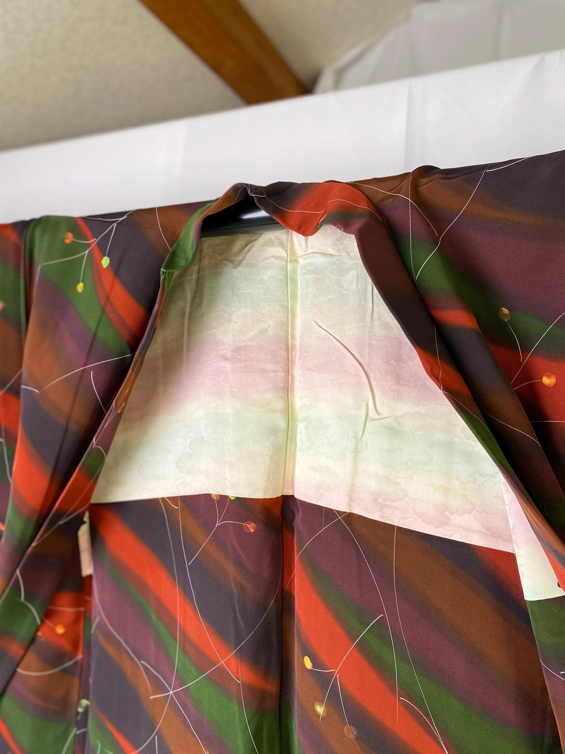 Gradation haori, Japanese Kimono, Dark colors, Large Size, Blurring Stripe, Women's Jacket, Cardigan, Casual Layer, Versatile top-L