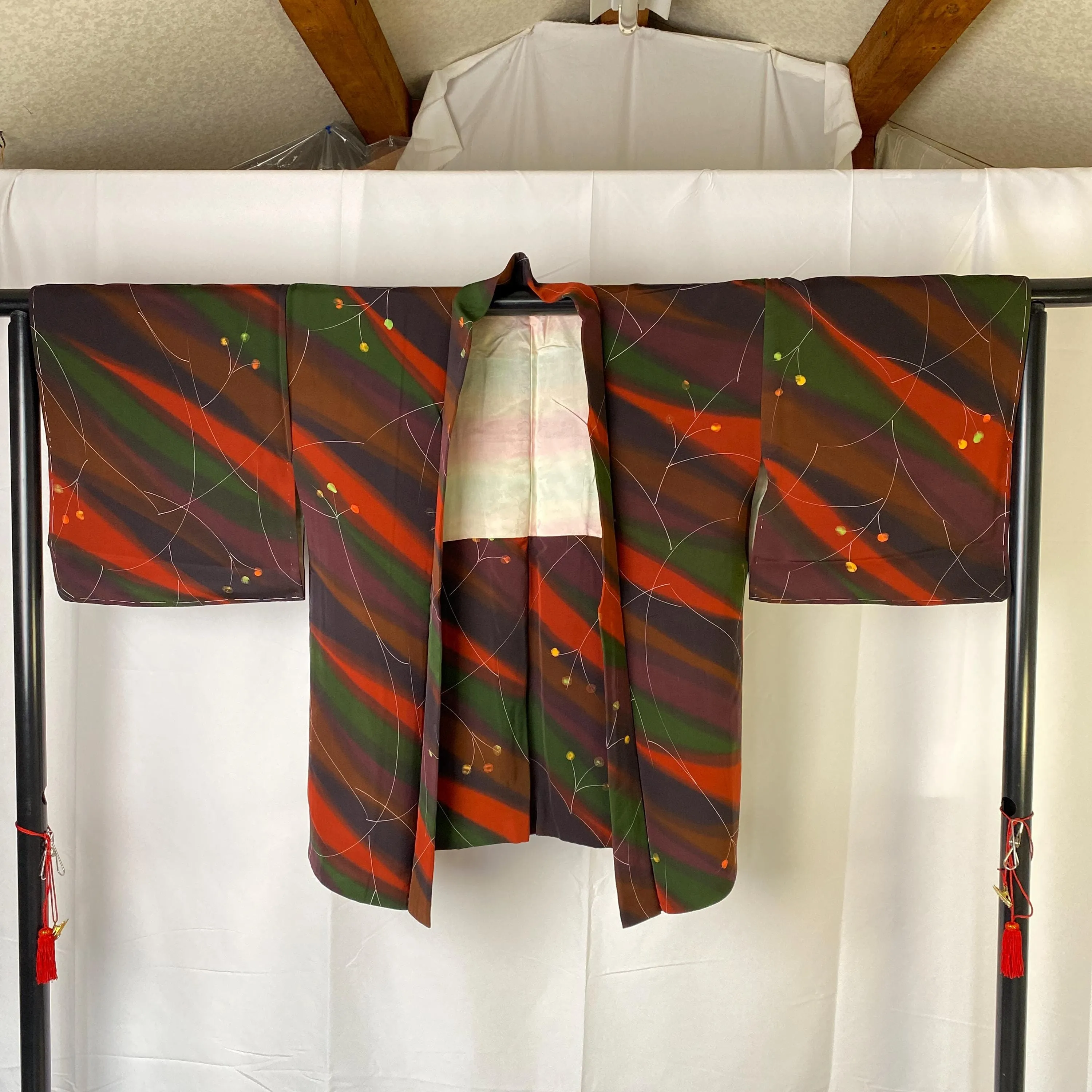 Gradation haori, Japanese Kimono, Dark colors, Large Size, Blurring Stripe, Women's Jacket, Cardigan, Casual Layer, Versatile top-L