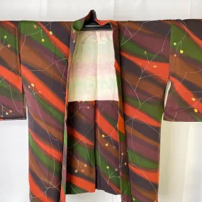 Gradation haori, Japanese Kimono, Dark colors, Large Size, Blurring Stripe, Women's Jacket, Cardigan, Casual Layer, Versatile top-L