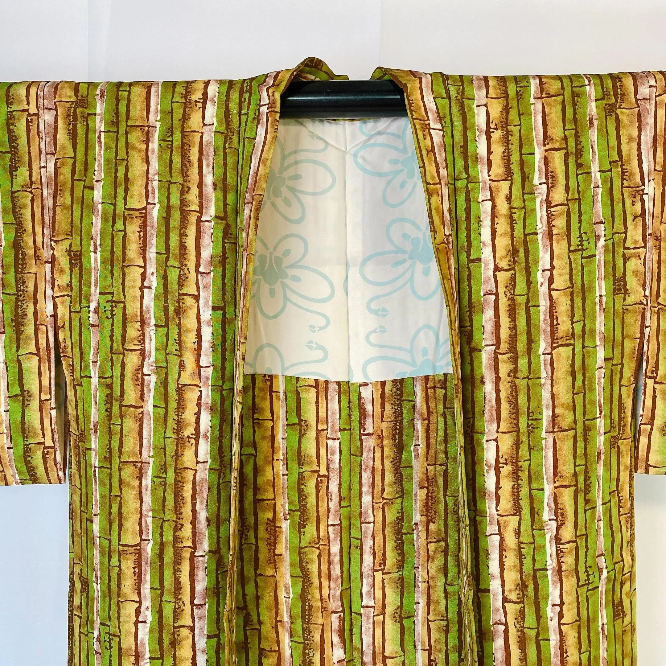 Green Bamboo Haori, Japanese Kimono, Women's Jacket, Cardigan, Casual Layer, Versatile top, Housewear, Kimono, Chic Layer-J
