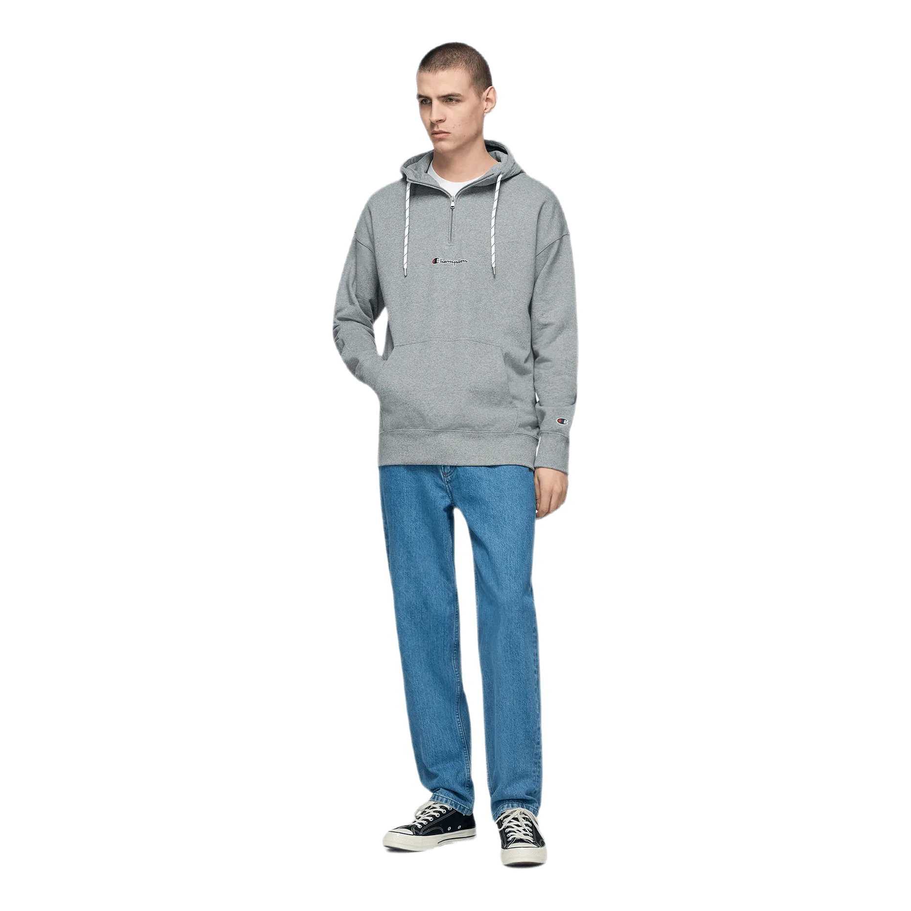Half Zip Hooded Sweatshirt Gray