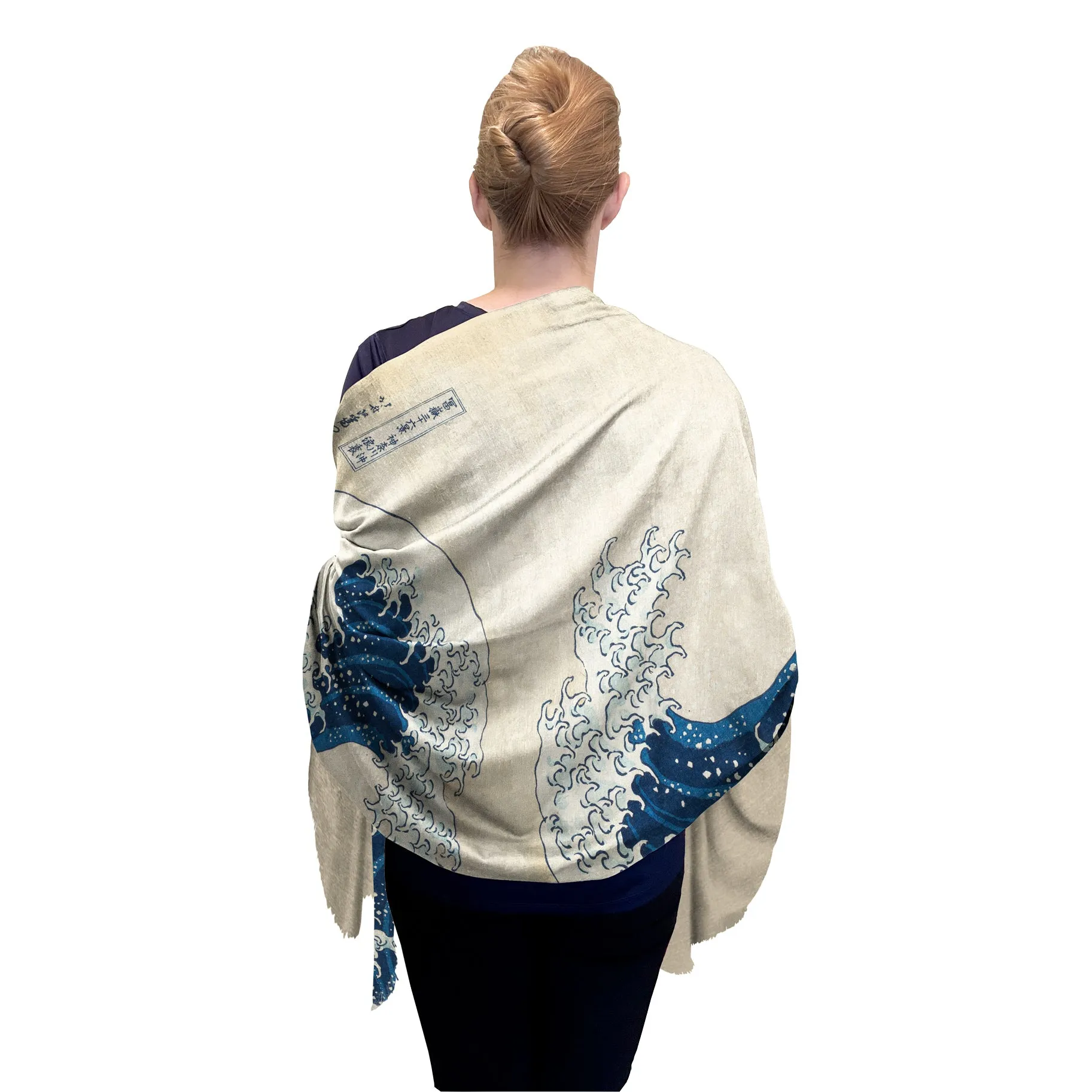 Hokusai "The Great Wave" Silk Blend Women's Fashion Shawl
