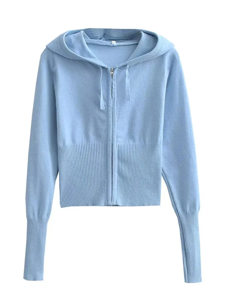 Knit Fashion 2 Piece-Set Trousers Hoodie Tracksuit Women Crop top Knitwear And Women's Pants Sets Female Trousers Outfits