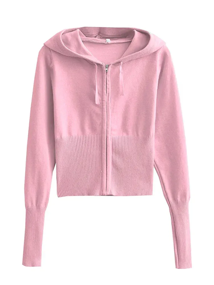 Knit Fashion 2 Piece-Set Trousers Hoodie Tracksuit Women Crop top Knitwear And Women's Pants Sets Female Trousers Outfits