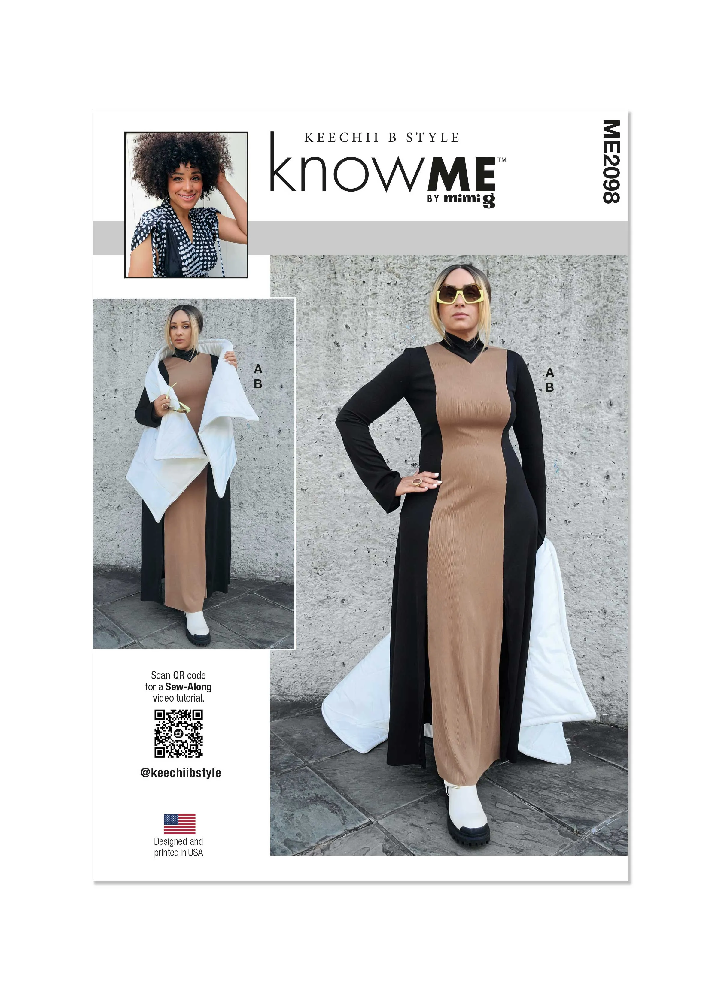 Know Me pattern KM2098 Knit Dress and Puffer Scarf Vest by Keechii B Style