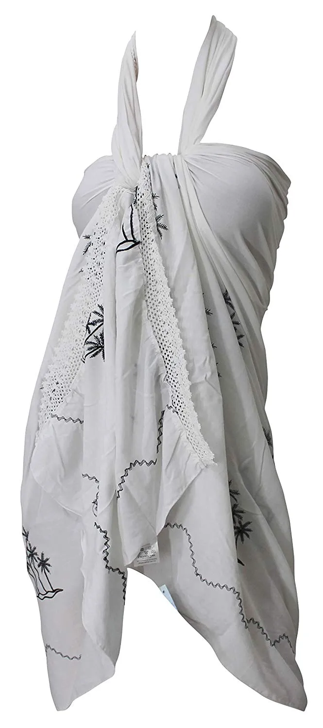 LA LEELA Women's Beach Bikini Cover up Wrap Bathing Suit Sarong Solid 9 ONE Size