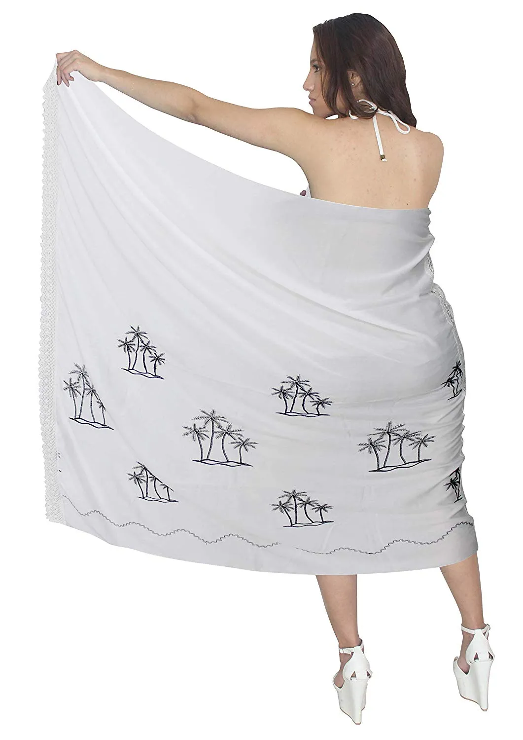 LA LEELA Women's Beach Bikini Cover up Wrap Bathing Suit Sarong Solid 9 ONE Size