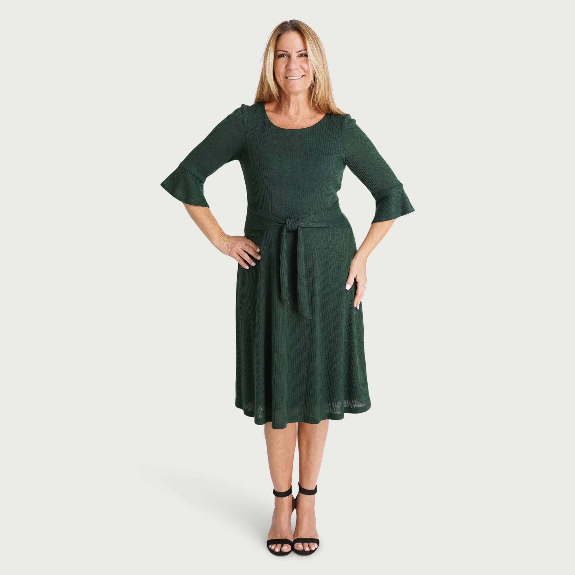 Mable Hunter Green A-Line Sweater Dress