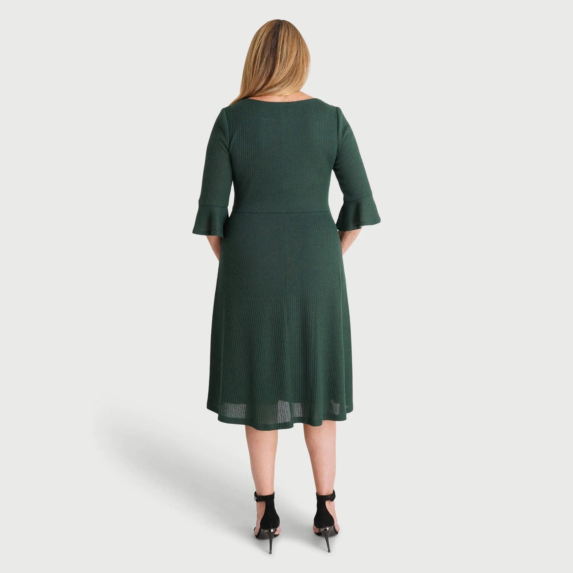 Mable Hunter Green A-Line Sweater Dress