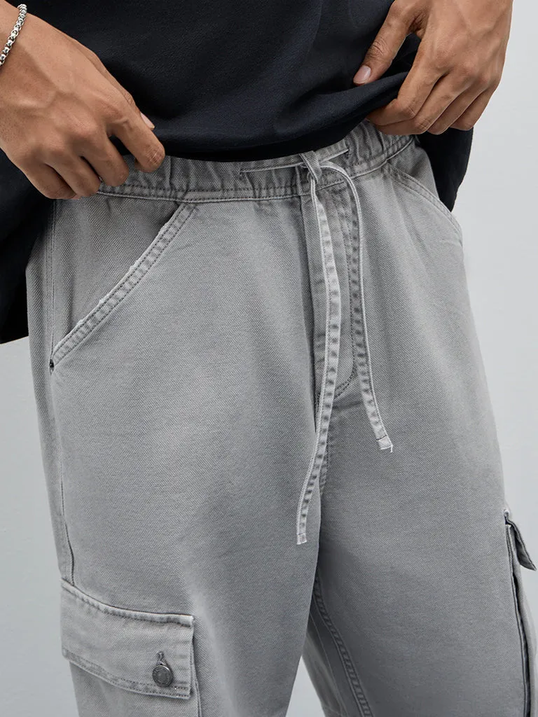 Nuon Grey  Cargo-Style Relaxed - Fit High - Rise Jeans