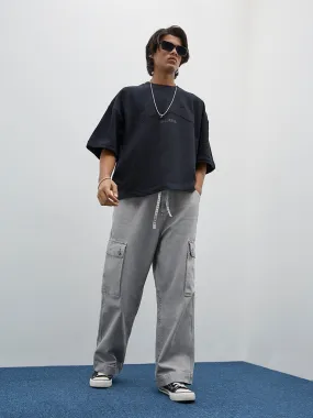 Nuon Grey  Cargo-Style Relaxed - Fit High - Rise Jeans
