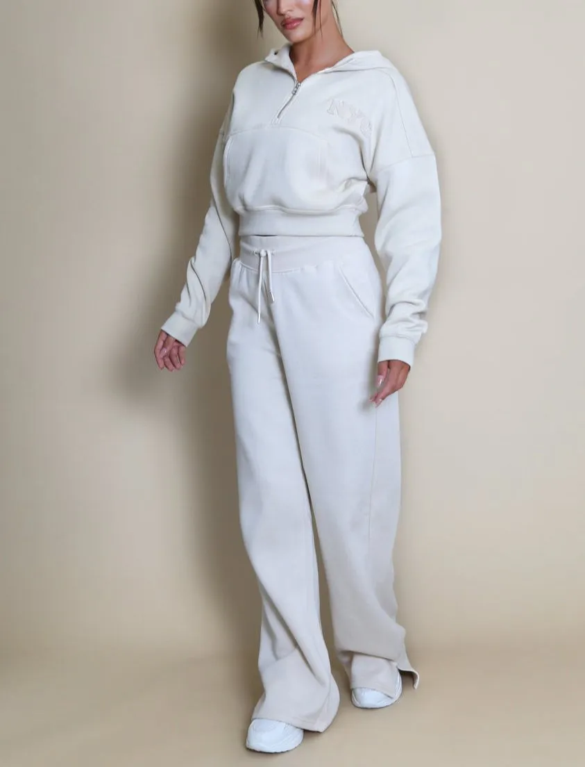 NYC Hooded Cropped Sweatshirt And Wide Leg Jogger Set