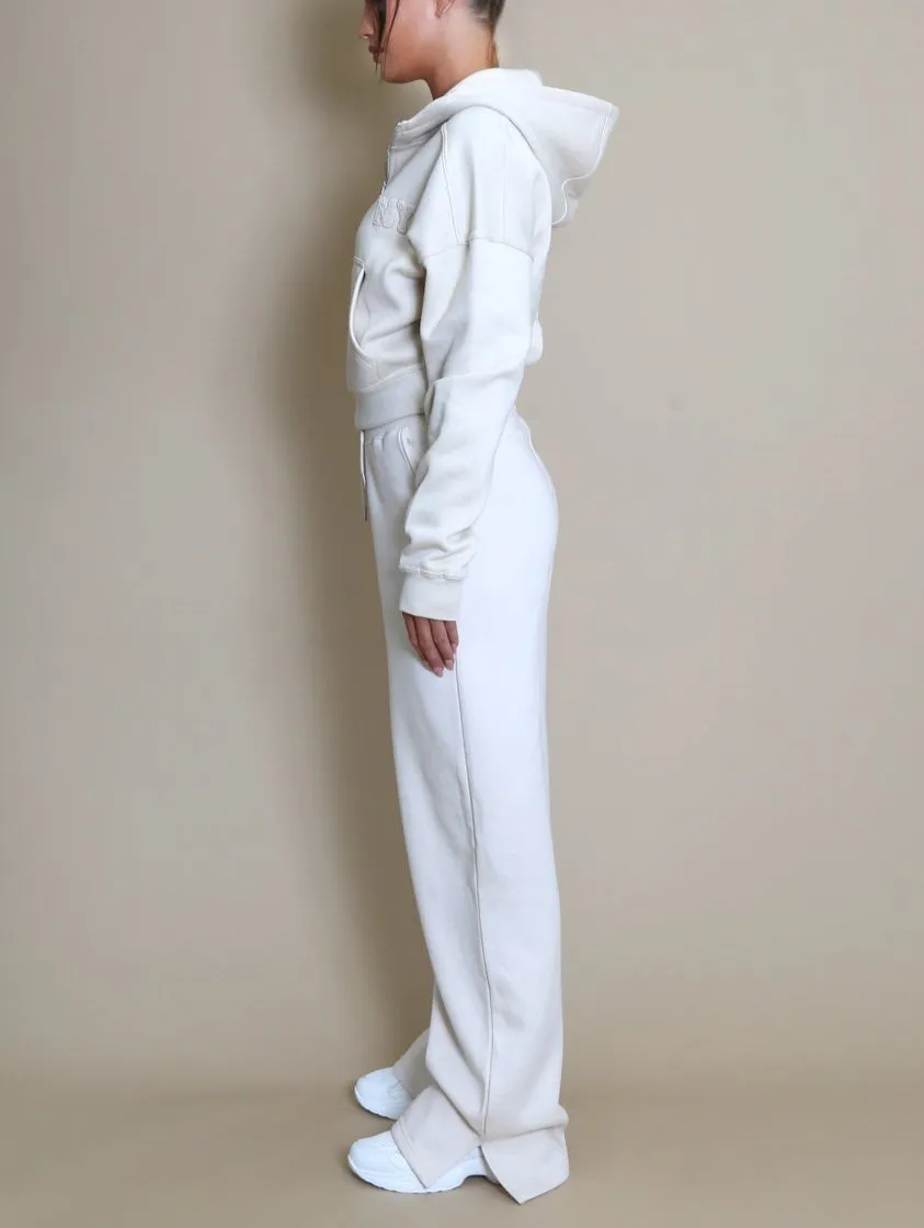NYC Hooded Cropped Sweatshirt And Wide Leg Jogger Set