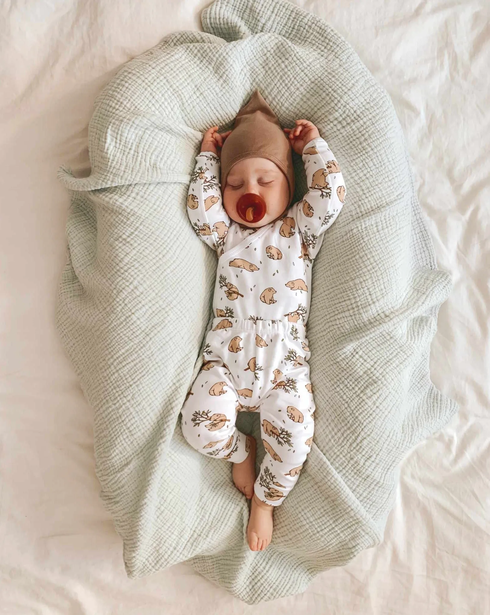 Organic cotton kimono bodysuit - Bear
