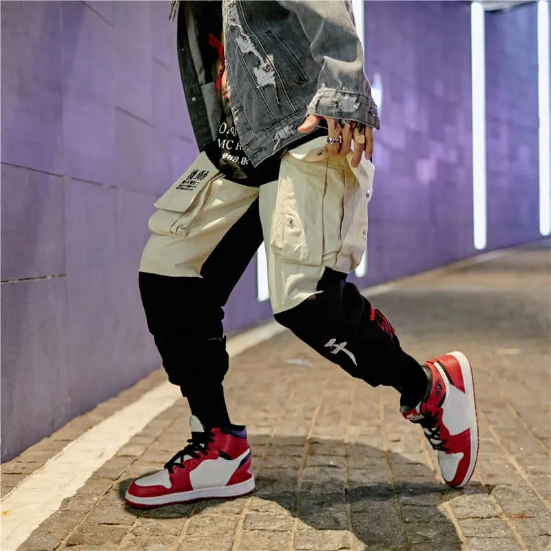 Patchwork Elastic Waist Cargo Sweatpant