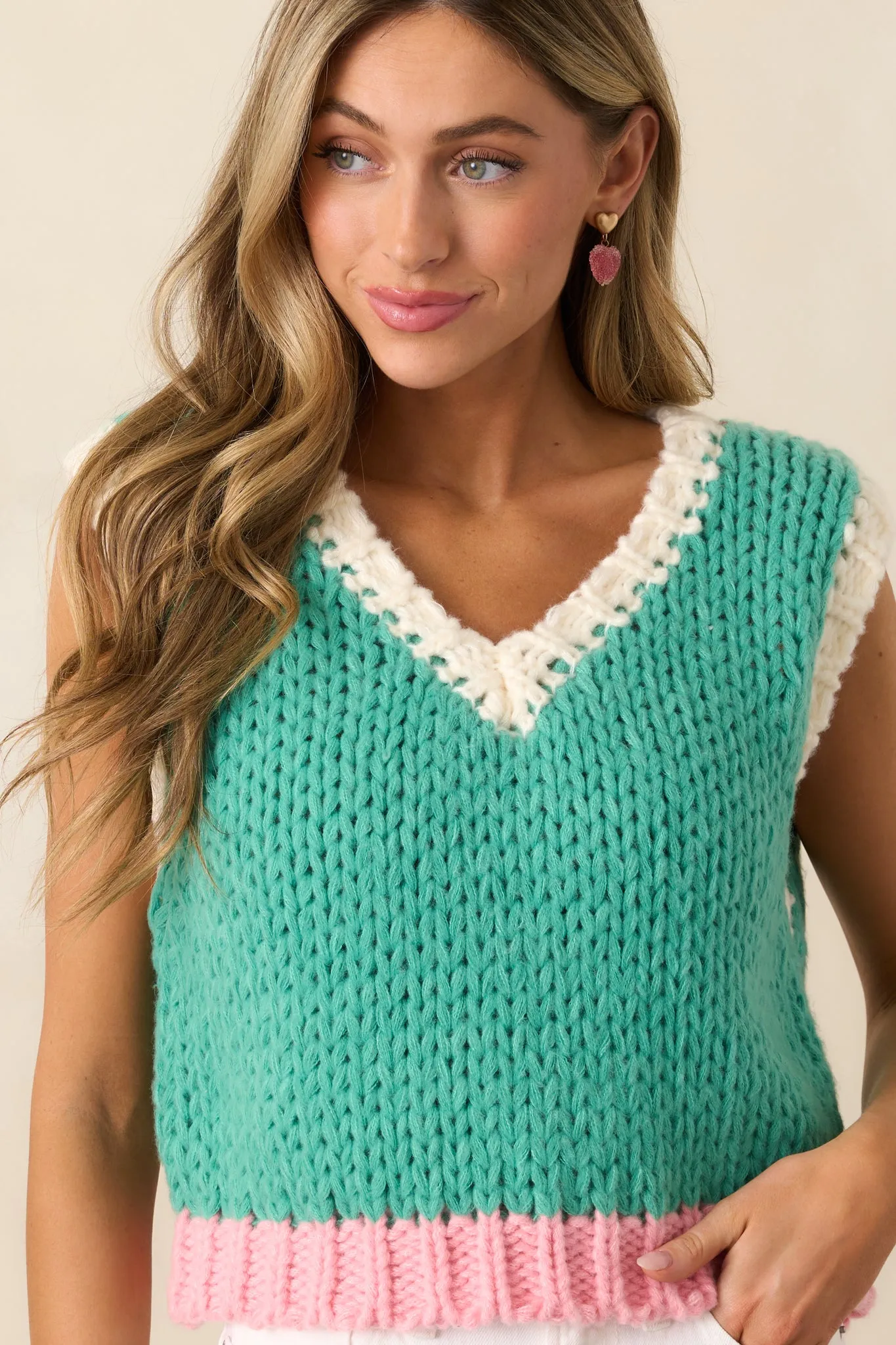 Sports Fan Green Knit Sweater Tank Top