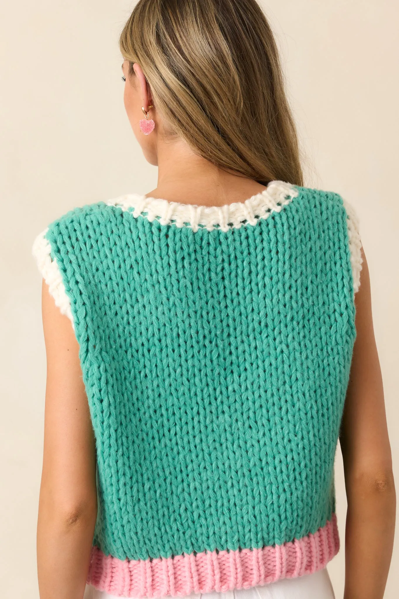 Sports Fan Green Knit Sweater Tank Top