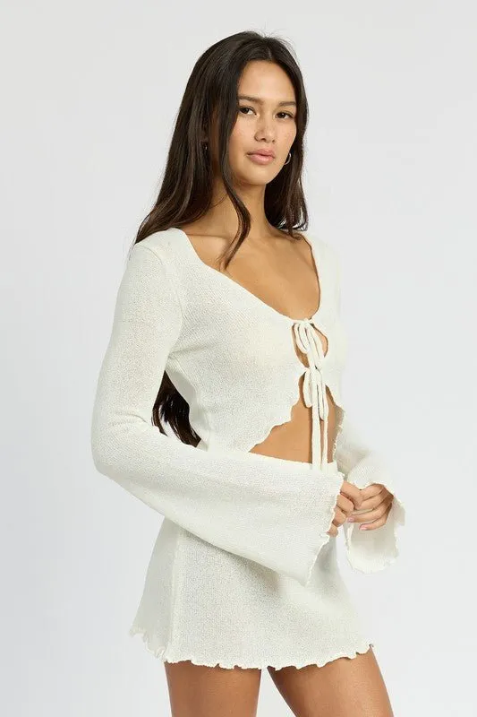 Tie Front Crochet Cardigan